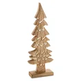 Figurka świąteczna drewniana choinka z wytłoczeniami - 20 x 8 x 51 cm - jasnobrązowy 3