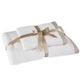 Komplet 2 szt ręczników KOS z  ozdobną żakardową bordiurą w paseczki - 36 x 25 x 12 cm - kremowy 1