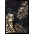 Obraz z nadrukiem błyszczących złotych liści w czarnej ramce - 53 x 73 cm - czarny 1