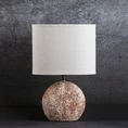 Lampka stołowa GASPAR na kulistej ceramicznej podstawie z abażurem z matowej tkaniny - 25 x 16 x 39 cm - kremowy 1