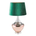 Lampa stołowa KATHY na szklanej podstawie z ciemnozielonym abażurem z błyszczącego welwetu - ∅ 38 x 68 cm - ciemnozielony 3