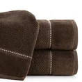 Ręcznik SALADO o ryżowej strukturze ze stebnowaniem i welwetową bordiurą - 50 x 90 cm - brązowy 1