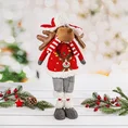 Figurka świąteczna RENIFER w zimowym stroju z miękkich tkanin - 20 x 12 x 52 cm - czerwony 1