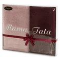 Zestaw prezentowy - komplet 2 szt ręczników z haftem MAMA i TATA - 39 x 34 x 5 cm - różowy 1