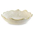 Misa ceramiczna SELMA z wytłaczanym wzorem biało-złota - ∅ 30 x 8 cm - biały 2