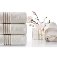 Ręcznik bawełniany z ozdobną bordiurą w paski - 50 x 90 cm - beżowy 5