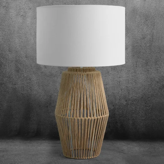 Lampa stołowa FRIDA na ażurowej podstawie w stylu boho - ∅ 40 x 69 cm - biały