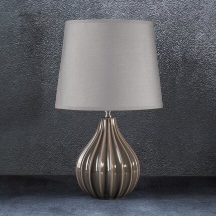 Lampka ceramiczna dekoracyjna ALFA zdobiona wytłaczanym wzorem 27 x 27 x 31 cm beżowy