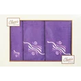 Komplet ręczników VICTOR z haftem w kartonowym opakowaniu - 30x50, 50x90, 70x140 cm - fioletowy 1