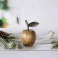 Figurka świąteczna z naturalnego drewna w kształcie jabłka zdobiona srebrnym liściem - ∅ 8 x 14 cm - brązowy 1