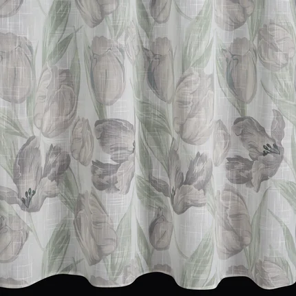 Zasłona naturalno, zielona w stylu boho 140x250 cm przelotka MILLIE Zasłona naturalno, zielona w stylu boho 140x250 cm przelotka MILLIE - 140 x 250 cm