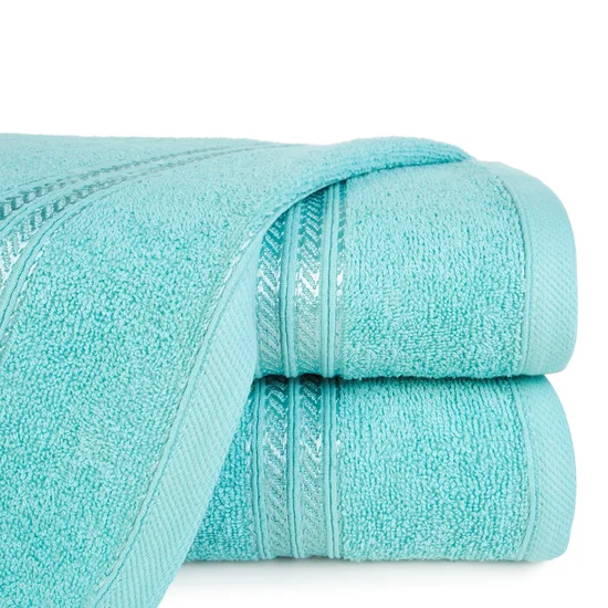 Ręcznik z bordiurą podkreśloną błyszczącą nicią - 50 x 90 cm - niebieski