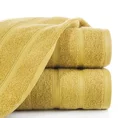 Ręcznik z ozdobną bordiurą w pasy - 50 x 90 cm - musztardowy 1