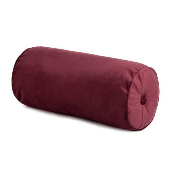 Poduszka w kształcie walca z miękkiego welwetu z wypełnieniem - 20 x 45 cm - bordowy
