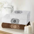 Zestaw upominkowy ROSETTE 3 szt ręczników z haftem z motywem rozety w kartonowym opakowaniu na prezent - 56 x 36 x 7 cm - biały 3