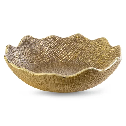 Misa ceramiczna SELMA z wytłaczanym wzorem brązowo-złota Misa ceramiczna SELMA z wytłaczanym wzorem brązowo-złota - ∅ 30 x 8 cm