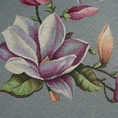 Bieżnik gobelinowy zdobiony  motywem kwiatów magnolii - 40 x 100 cm - popielaty 2