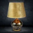 Lampa stołowa MYRA na szklanej podstawie z przecieranego szkła czarno-złota z wytłaczanego złotego welwetu - ∅ 24 x 53 cm - czarny 1