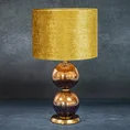 Lampa stołowa SABRINA na szklanej podstawie ze złoto-czarnego szkła z welwetowym abażurem - ∅ 36 x 61 cm - musztardowy 1