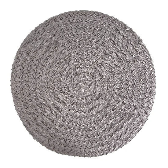 Okrągła pleciona podkładka BOHO 9  z wzorem - ∅ 38 cm - stalowy