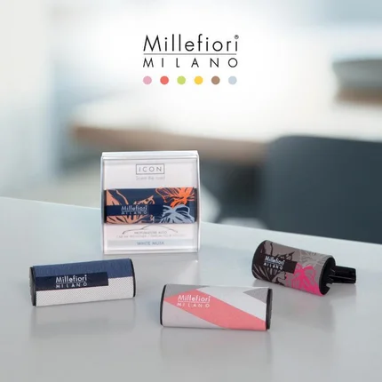 MILLEFIORI Zapach do samochodu CAR ICON White Musk MILLEFIORI Zapach do samochodu CAR ICON White Musk - 7 x 2.5 x 1 cm
