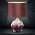Lampa stołowa BETH na kulistej podstawie łączącej perłowe szkło i metal z welwetowym abażurem - 35 x 14 x 53 cm - bordowy 1