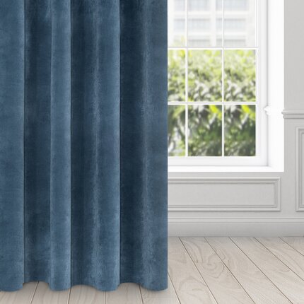 DIVA LINE Zasłona RIA z miękkiego welwetu o aksamitnej strukturze Posiada aż 10 przelotek, gramatura 300 g/m2 140 x 250 cm granatowy przelotki/koła