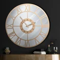 Dekoracyjny zegar ścienny w stylu vintage ze szklaną tarczą - 60 x 5 x 60 cm - złoty 9
