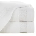 Ręcznik bawełniany NIKA 50x90 cm z żakardową bordiurą z geometrycznym wzorem podkreślonym srebrną nicią, biały - 50 x 90 cm - biały 1