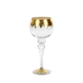 Świecznik bankietowy szklany kielich na wysmukłej nóżce ze złotymi brzegami - ∅ 12 x 30 cm - biały 1