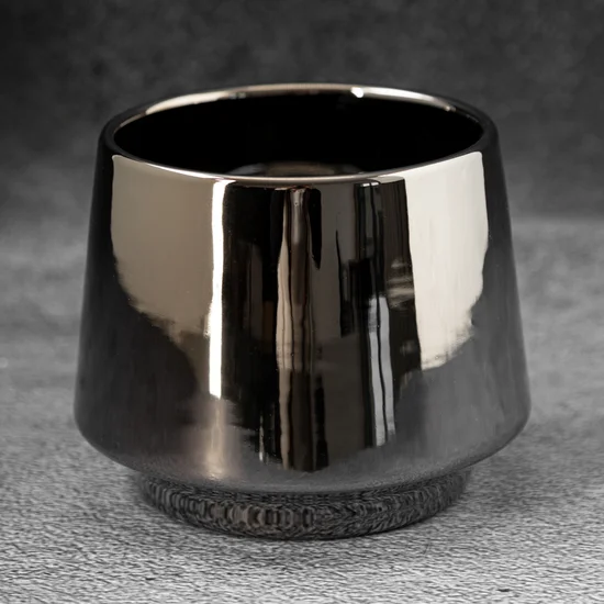 Osłonka ceramiczna na donicę IVA 1 czarna - ∅ 15 x 12 cm - czarny