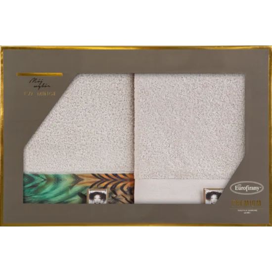 EWA MINGE Komplet ręczników COLLIN w eleganckim opakowaniu, idealne na prezent! - 2 szt. 70 x 140 cm - beżowy