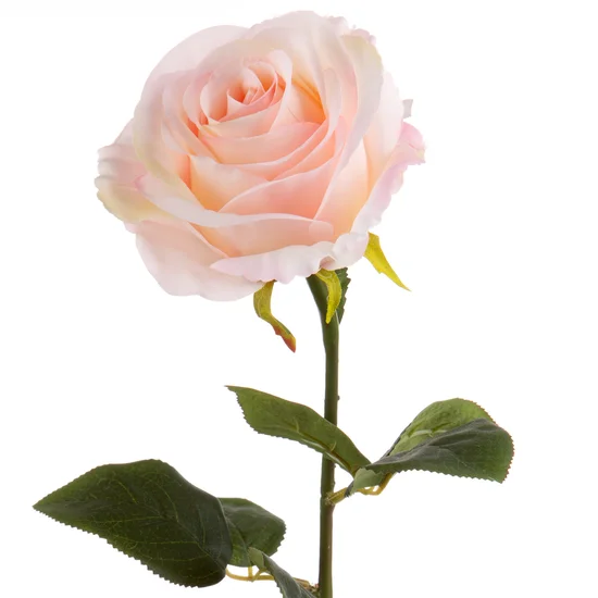 RÓŻA  kwiat sztuczny dekoracyjny z płatkami z jedwabistej tkaniny - ∅ 10 x 62 cm - jasnoróżowy