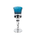 Świecznik bankietowy szklany CLARE 2 na wysmukłej nóżce srebrno-niebieski - ∅ 10 x 25 cm - srebrny 2