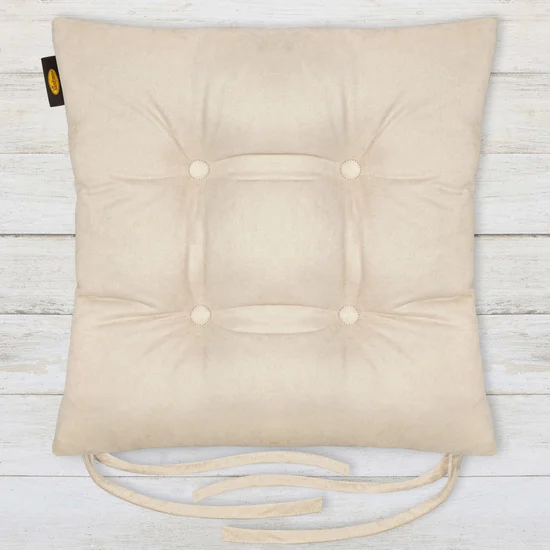 ADORE dwustronna welurowa poduszka siedziskowa na krzesło z czterema pikowaniami, gramatura 195 g/m2 - 40 x 40 x 8 cm - kremowy