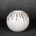 Świecznik ceramiczny LUIS z motywem cieknącej złotej farby - ∅ 10 x 9 cm - biały 1