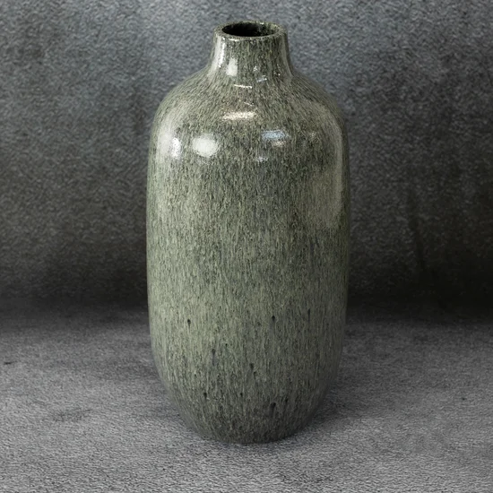 Wazon ceramiczny KAIA z niepowtarzalnym wzorem - ∅ 14 x 30 cm - stalowy