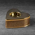 Świecznik ceramiczny w kształcie serca  dekorowany  lusterkami w stylu glamour złoty - ∅ 10 x 4 cm - złoty 1