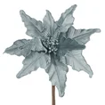 Świąteczny kwiat dekoracyjny z welwetu - 30 cm - stalowy 2