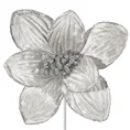 Świąteczny kwiat dekoracyjny z welwetu zdobiony brokatem - 20 cm - szampański 2