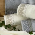 Ręcznik z bawełny zdobiony wzorem w zygzaki z gładką bordiurą - 50 x 90 cm - popielaty 7