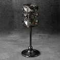 Świecznik HANA 3 na wysmukłej metalowej czarnej nóżce z kloszem z kryształów - ∅ 10 x 28 cm - czarny 1