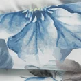 EUROFIRANY CLASSIC SATIN Komplet pościeli SPRING 18 z wysokiej jakości satyny bawełnianej z nadrukiem niebieskich okazałych kwiatów - 220 x 200 cm - biały 5