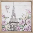 OBRAZ MERCY  z motywem paryskim w stylu retro - 43 x 43 x 4 cm - różowy/beżowy 1