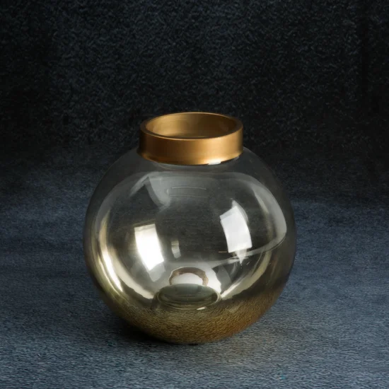 Świecznik ZOJA z dwubarwnego szkła artystycznego - ∅ 10 x 10 cm - złoty