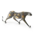 Puma figurka ceramiczna srebrno-złota - 32 x 7 x 15 cm - srebrny 1
