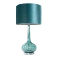 Lampa stołowa SAMI na podstawie ze szkła z abażurem z lśniącego welwetu - ∅ 38 x 70 cm - turkusowy 5