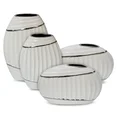 Wazon ceramiczny o nowoczesnym kształcie biało-srebrny - 24 x 7 x 15 cm - biały 2