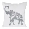 Poszewka dekoracyjna z efektownym haftowanym wzorem słonia - 45 x 45 cm - biały 1