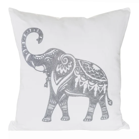 Poszewka dekoracyjna z efektownym haftowanym wzorem słonia - 45 x 45 cm - biały